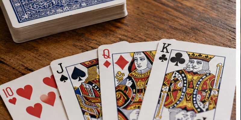 Playing cards arranged on a table without branding