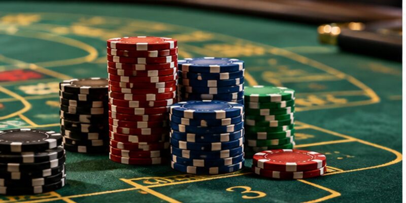 Neutral casino table setting without branding