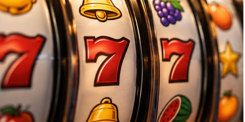 Unbranded slot machine reels in a neutral setting